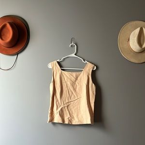 Gorgeous beige linen dress top with button back